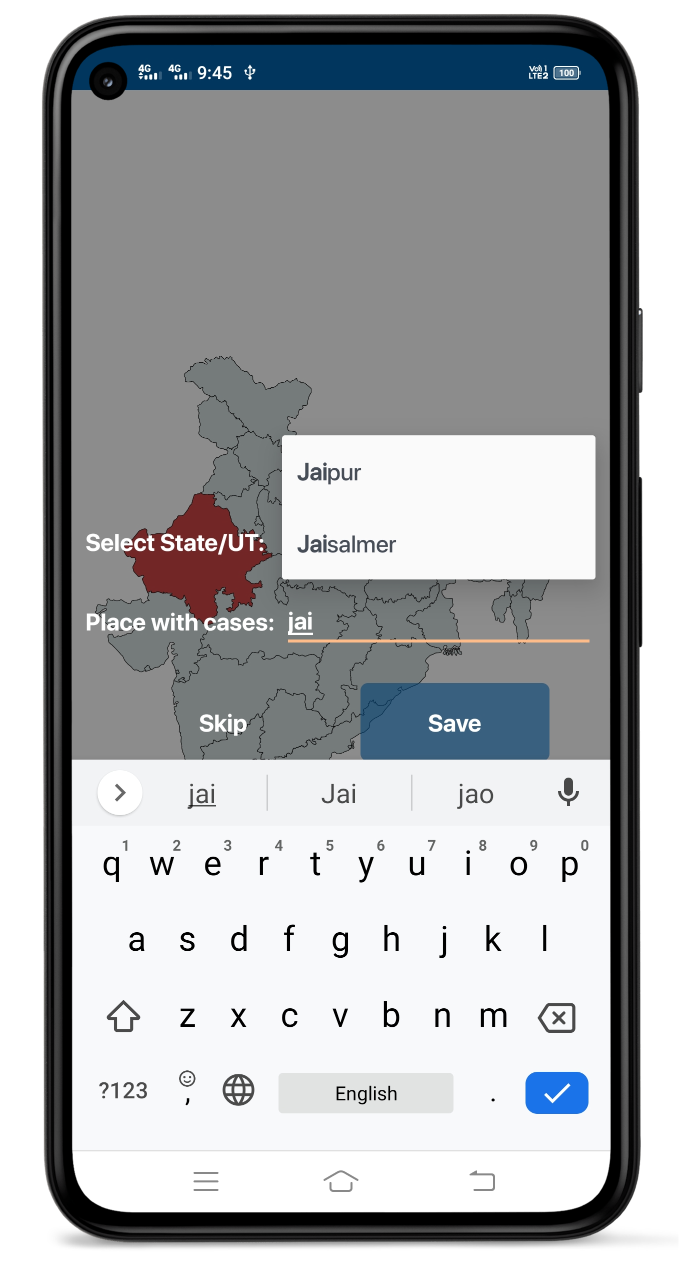Select affected places in your state