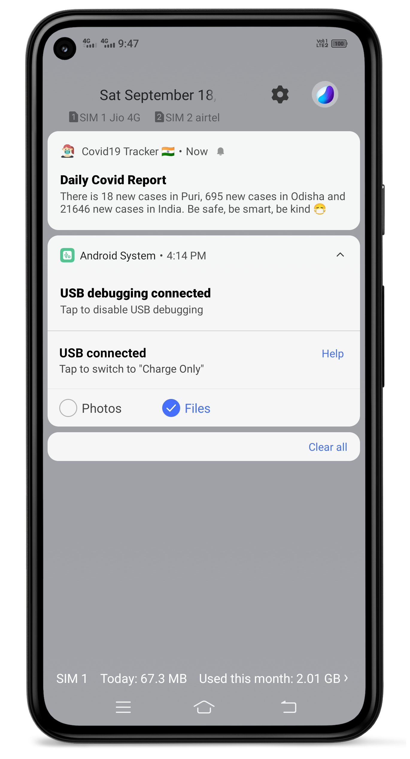 Daily notification about cases nearby
